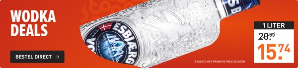 1 liter esbjaerg vodka van &euro;20.99&nbsp;voor&nbsp;&euro;15.74